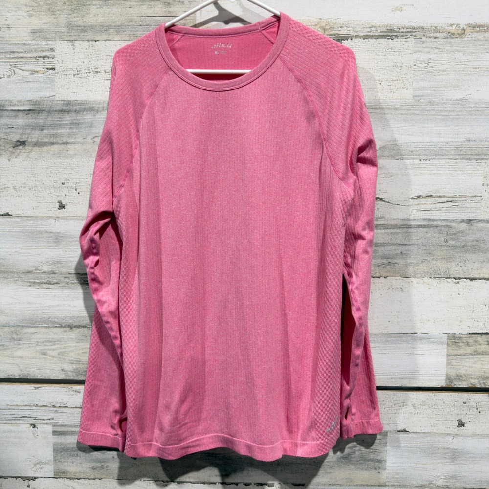 BCG Active Top Women XL Pink Long Sleeve Mesh Thumbhole Athleisure EUC